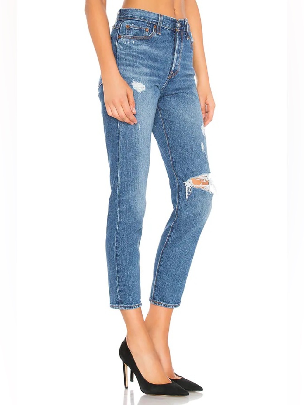 Levi’s Wedgie Fit Distressed Knee Ankle Jeans Sz 26